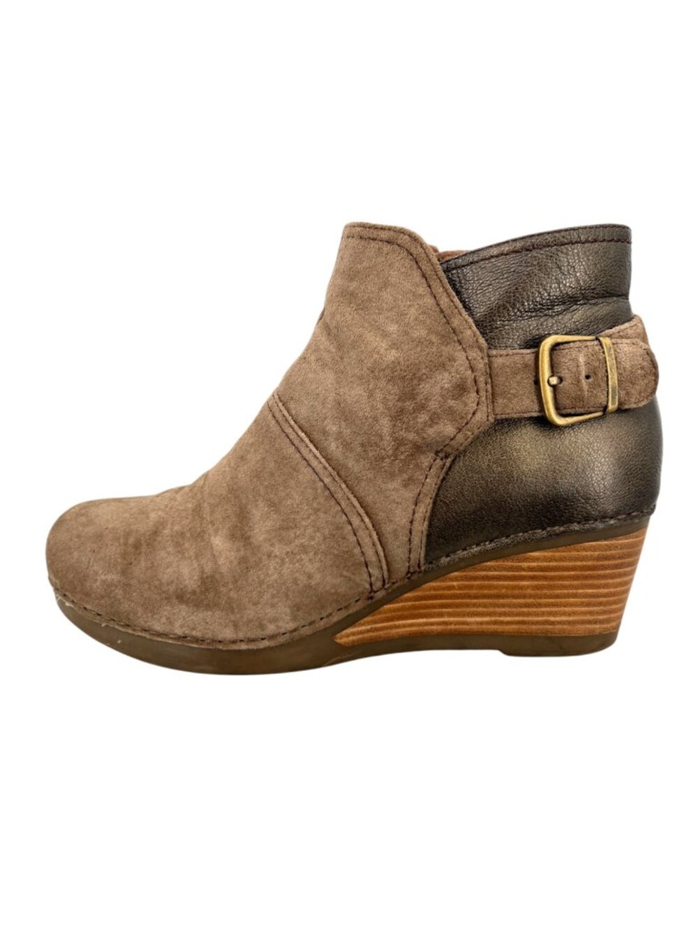 Dansko Shirley Brown Leather Suede Ankle Boots Wedge Heel Size 40 US 9
